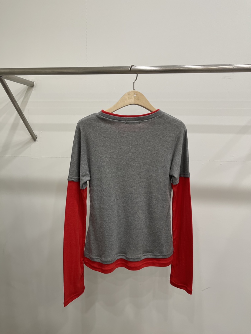 FIFTY韓國代購女士新款推薦時尚休閑熱賣人氣長袖T恤假兩件FIFTY長袖T恤