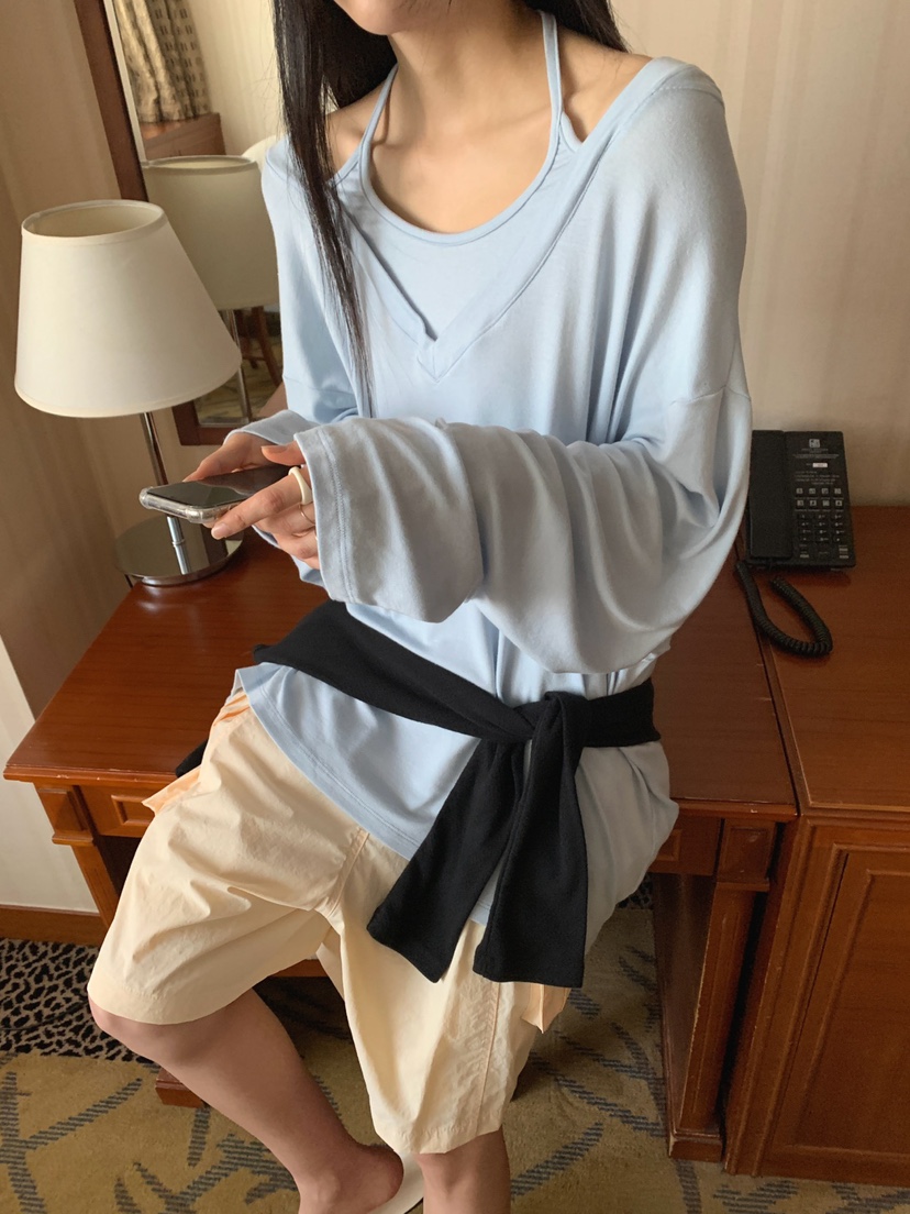 JKICHI韓國直郵實拍女裝新品職業人氣時尚休閑長袖T恤假兩件JKICHI長袖T恤