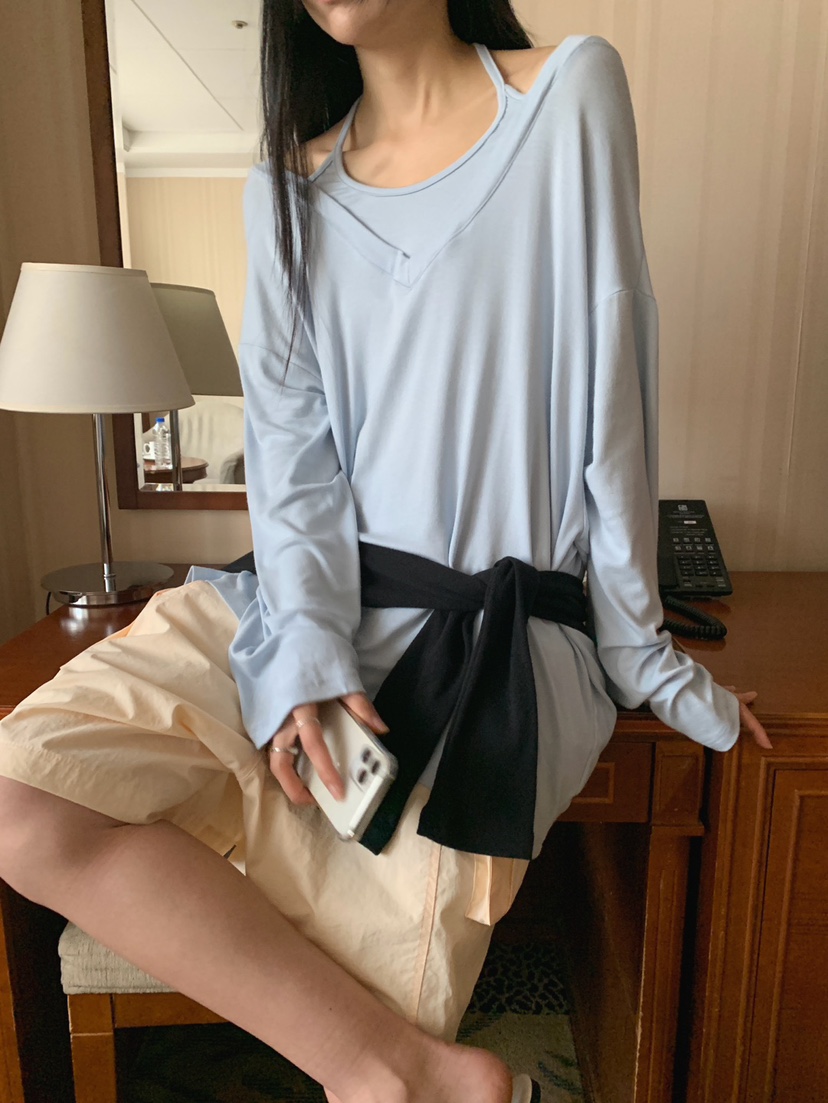 JKICHI韓國直郵實拍女裝新品職業人氣時尚休閑長袖T恤假兩件JKICHI長袖T恤