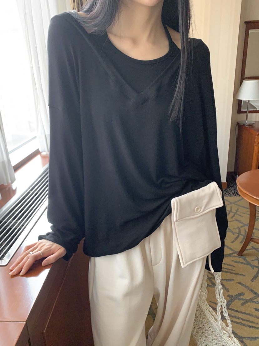 JKICHI韓國直郵實拍女裝新品職業人氣時尚休閑長袖T恤假兩件JKICHI長袖T恤