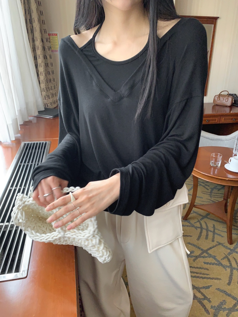 JKICHI韓國直郵實拍女裝新品職業人氣時尚休閑長袖T恤假兩件JKICHI長袖T恤