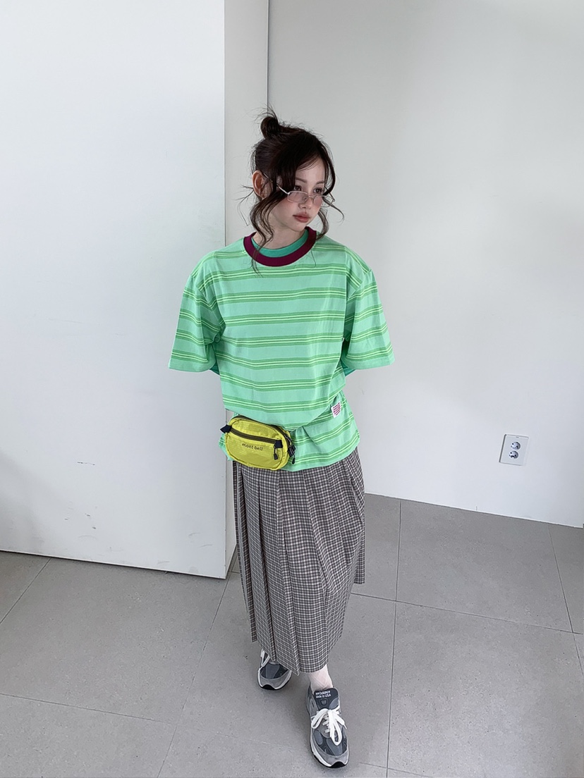 JKICHI韓國直郵實拍女裝新款時尚人氣26春夏T恤不含內搭條紋JKICHIT恤