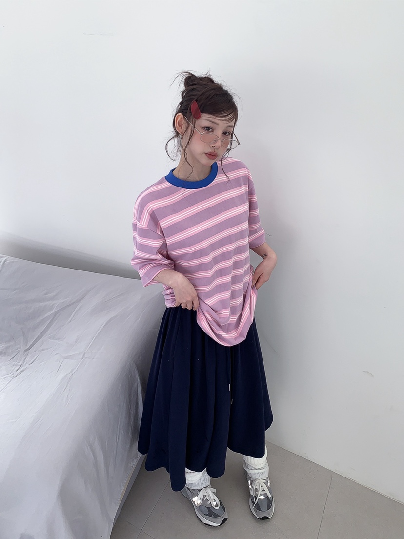 JKICHI韓國直郵實拍女裝新款時尚人氣26春夏T恤不含內搭條紋JKICHIT恤