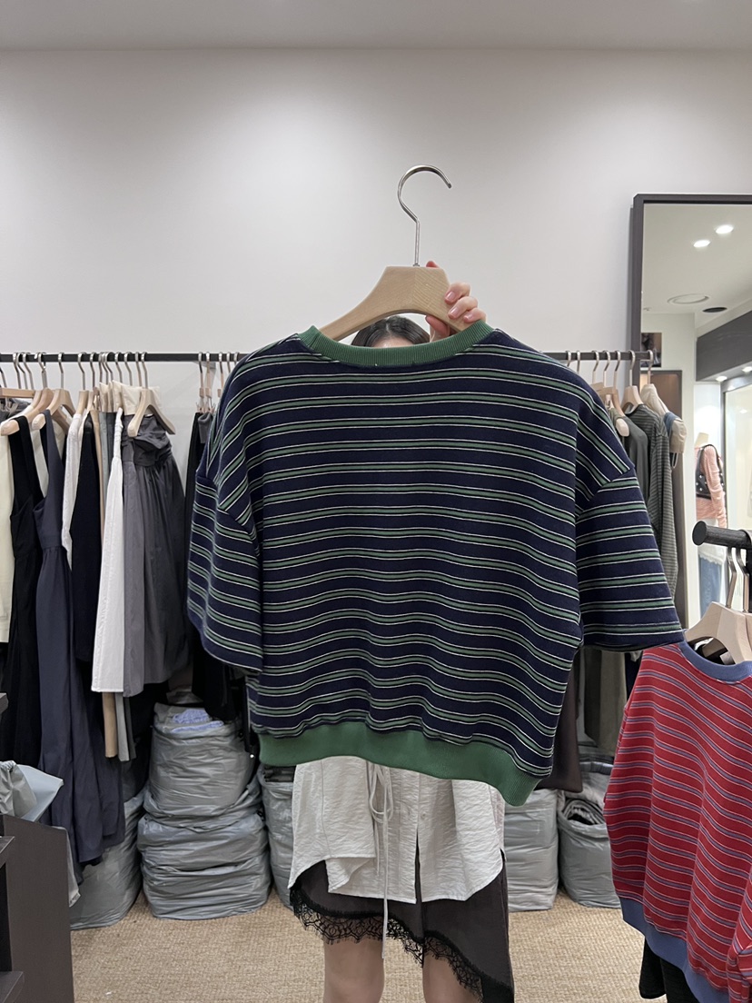 BRELLIN韓國直郵女士新品26春夏推薦休閑熱賣職業T恤條紋BRELLINT恤