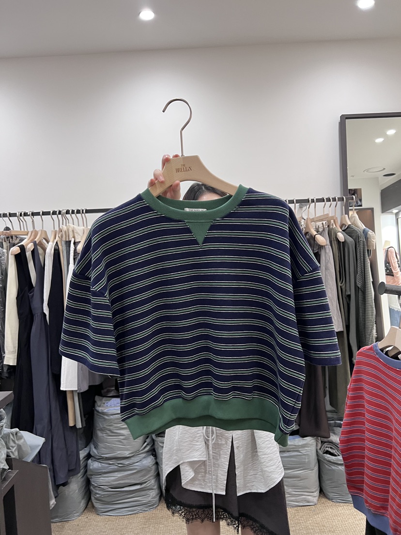 BRELLIN韓國直郵女士新品26春夏推薦休閑熱賣職業T恤條紋BRELLINT恤圖色1