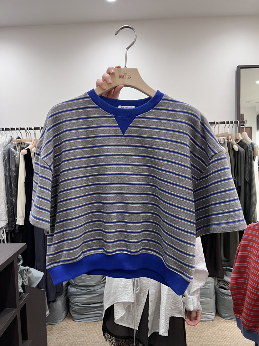 BRELLIN韓國直郵女士新品26春夏推薦休閑熱賣職業T恤條紋BRELLINT恤圖色2
