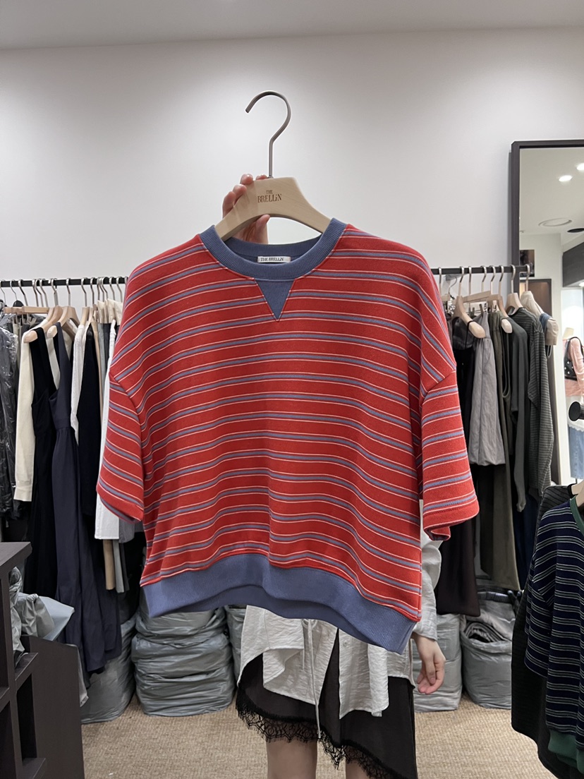 BRELLIN韓國直郵女士新品26春夏推薦休閑熱賣職業T恤條紋BRELLINT恤圖色3