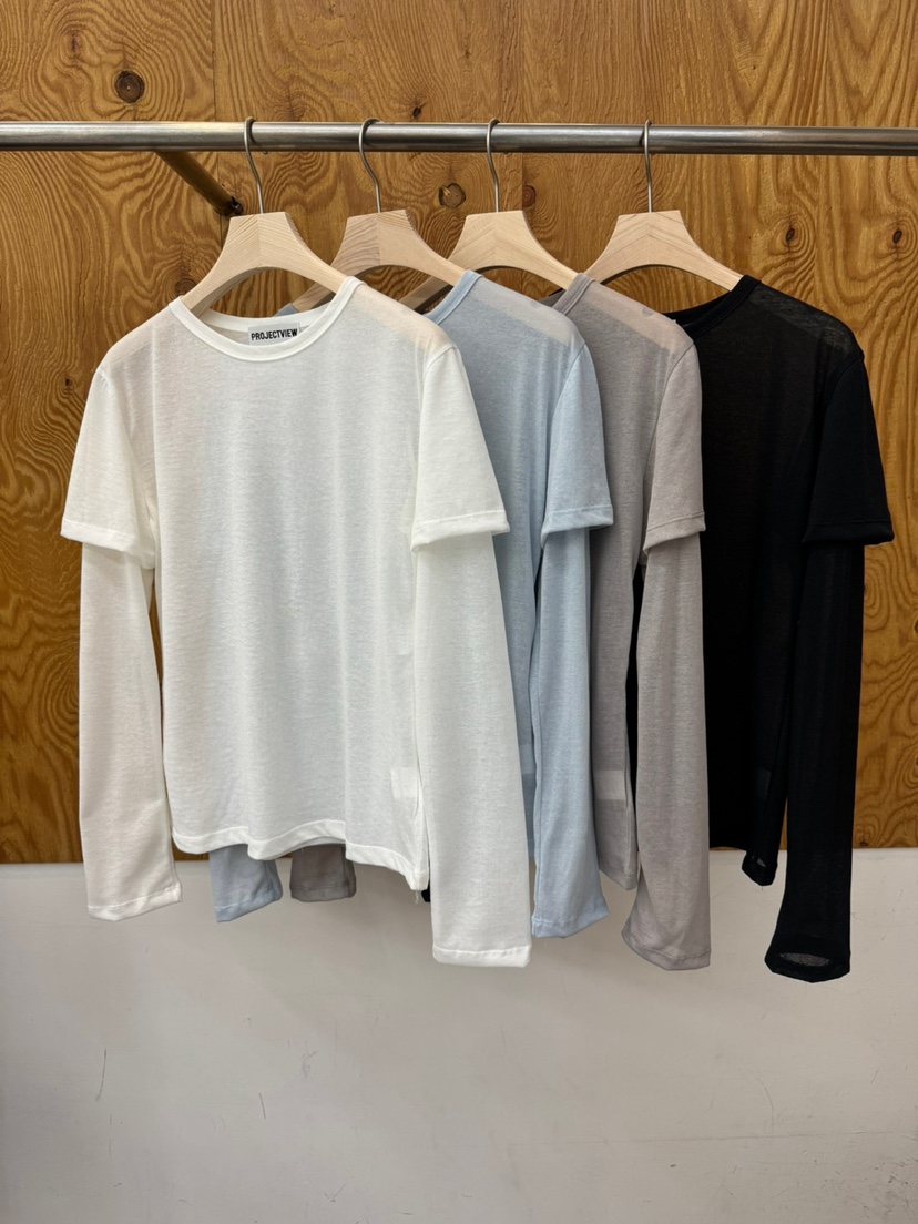 PROJECTVIEW韓國代購女士新款人氣熱賣長袖T恤假兩件透明PROJECTVIEW長袖T恤