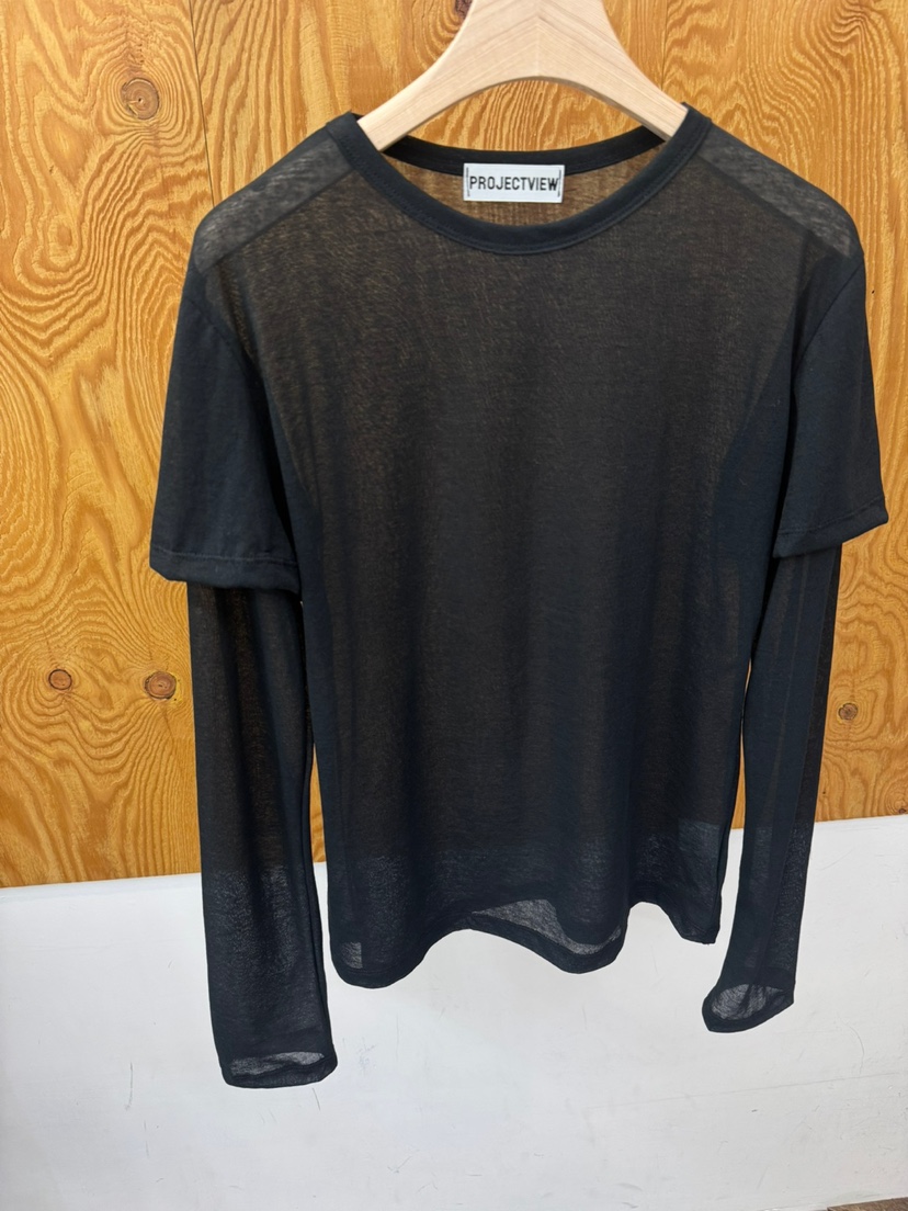 PROJECTVIEW韓國代購女士新款人氣熱賣長袖T恤假兩件透明PROJECTVIEW長袖T恤