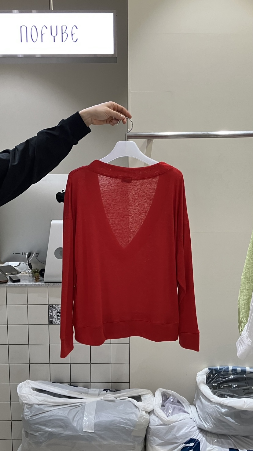 NOFYBE韓國東大門代購女裝新款人氣26春夏推薦長袖T恤V領NOFYBE長袖T恤