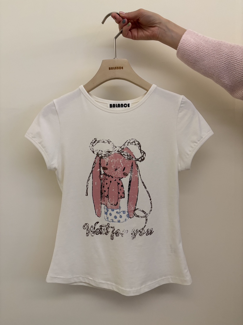 BALANCE韓國直郵實拍女裝新款26春夏職業熱賣時尚T恤兔子BALANCET恤圖色1