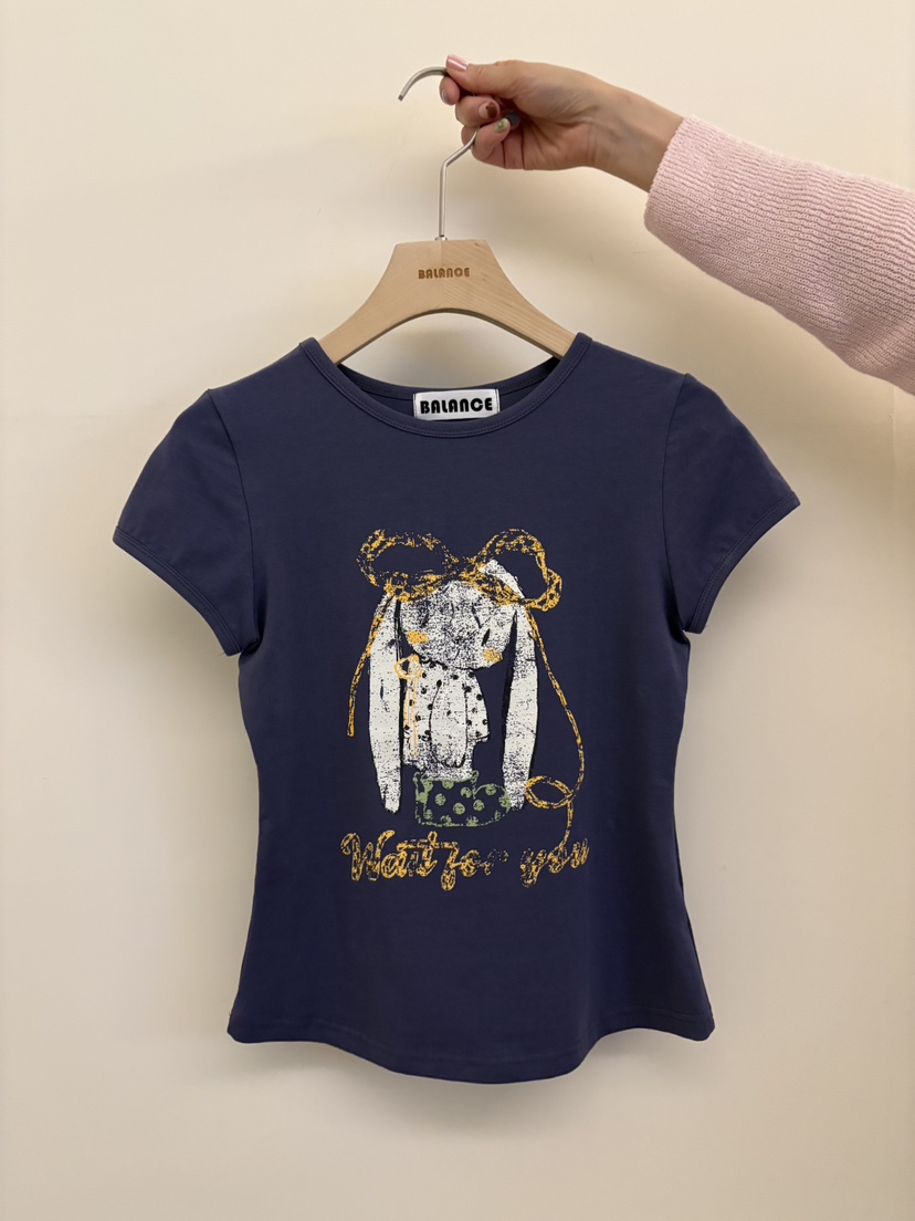 BALANCE韓國直郵實拍女裝新款26春夏職業熱賣時尚T恤兔子BALANCET恤圖色3