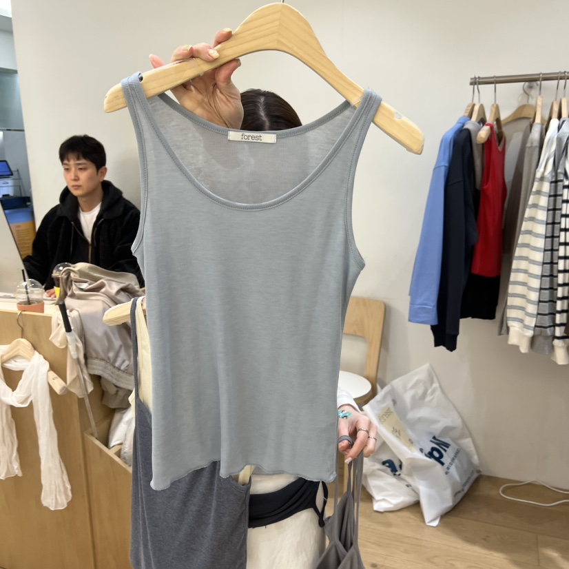 FOREST韓國直郵女士新品休閑真品吊帶背心不含內搭天絲羅紋FOREST吊帶/背心圖色2