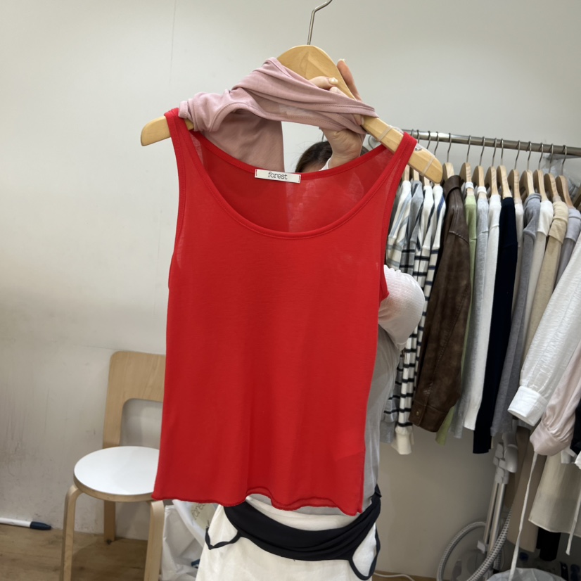 FOREST韓國直郵女士新品休閑真品吊帶背心不含內搭天絲羅紋FOREST吊帶/背心圖色5