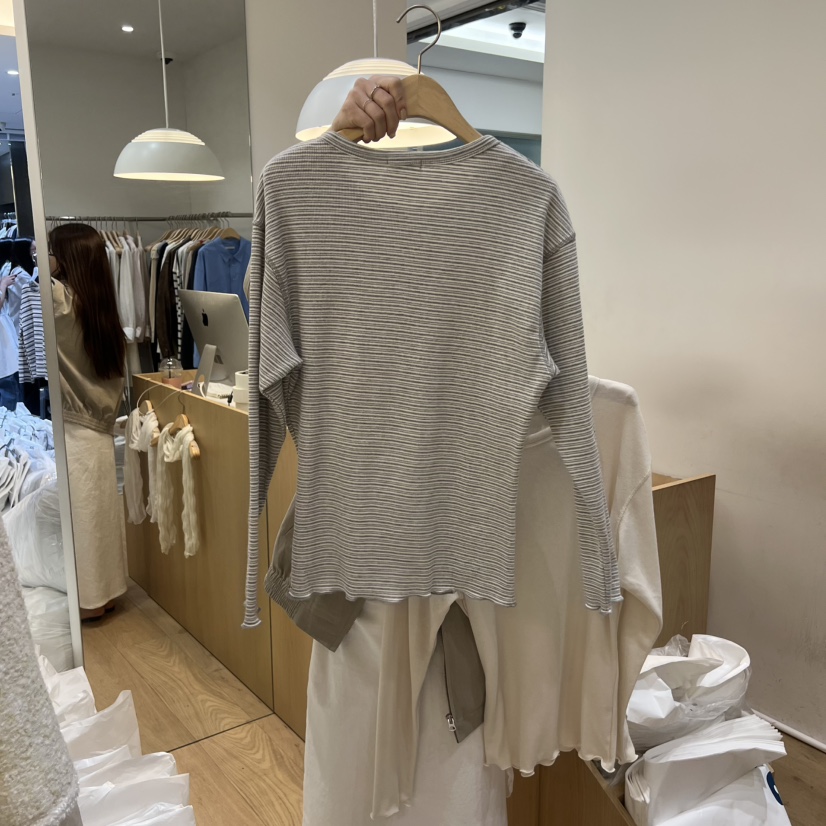 FOREST韓國直郵實拍女裝新品推薦時尚休閑人氣長袖T恤羅紋FOREST長袖T恤