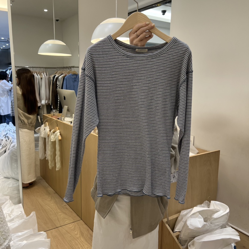 FOREST韓國直郵實拍女裝新品推薦時尚休閑人氣長袖T恤羅紋FOREST長袖T恤圖色2