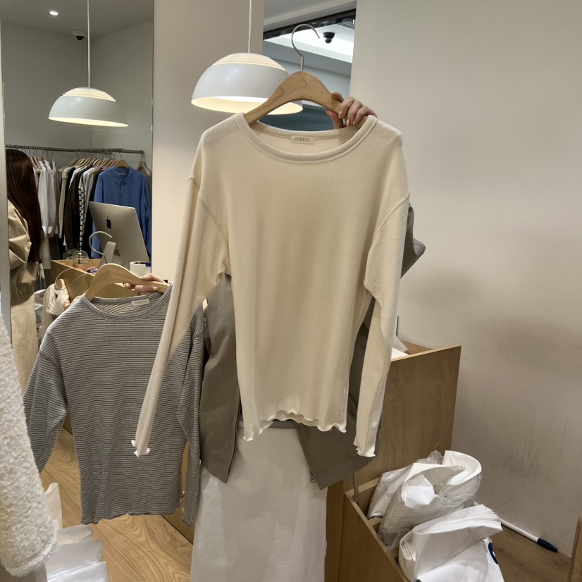 FOREST韓國直郵實拍女裝新品推薦時尚休閑人氣長袖T恤羅紋FOREST長袖T恤圖色3