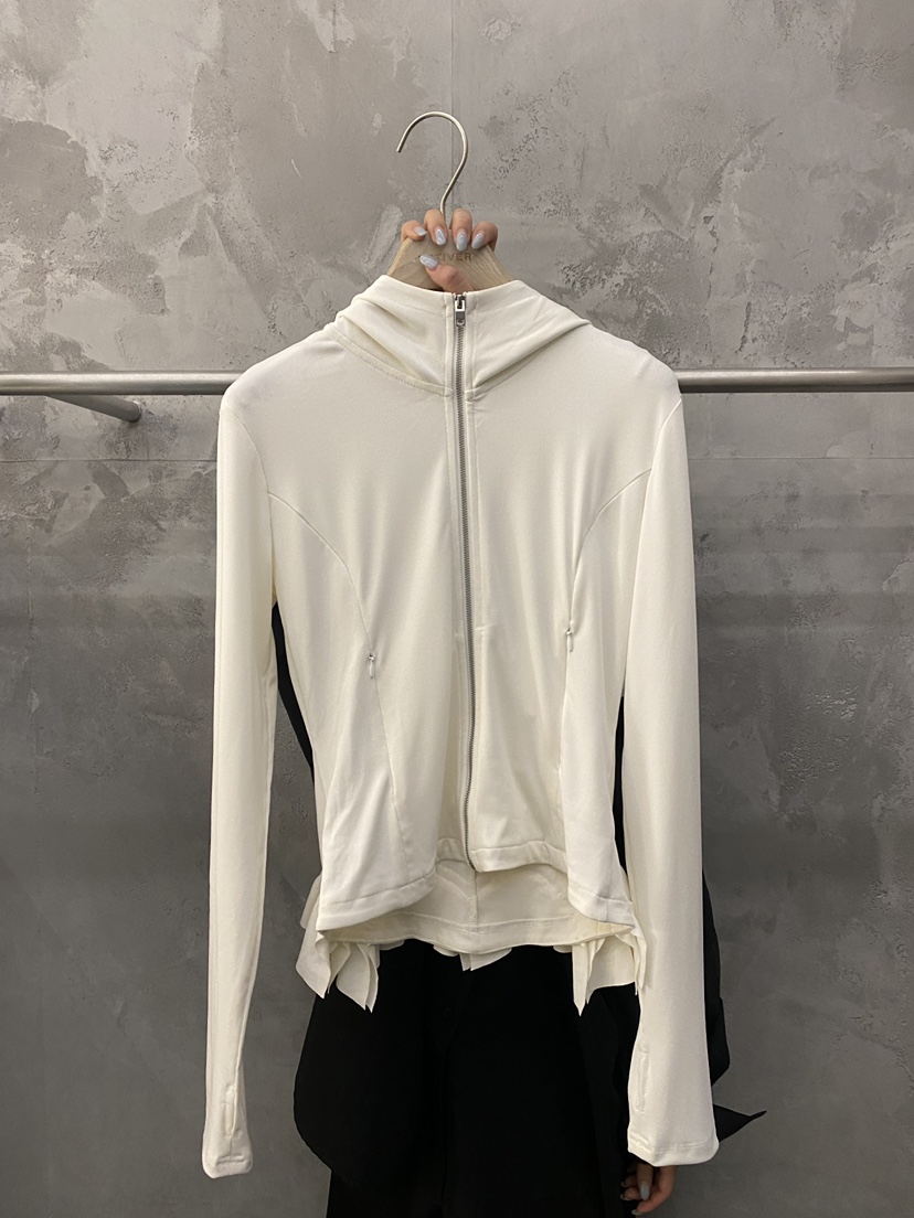 THE VETIVER-A韓國東大門直郵女裝新款時尚夾克荷葉邊連帽衫拉鏈VETIVER夾克圖色1