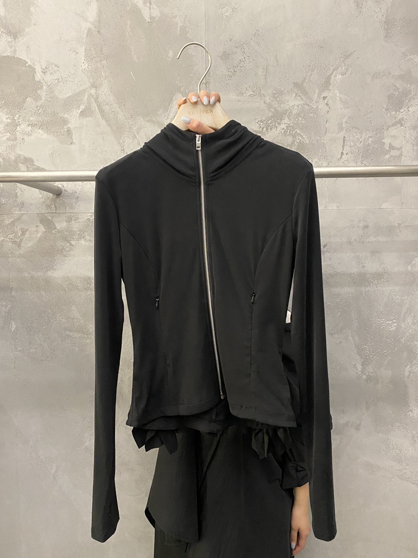 THE VETIVER-A韓國東大門直郵女裝新款時尚夾克荷葉邊連帽衫拉鏈VETIVER夾克圖色2