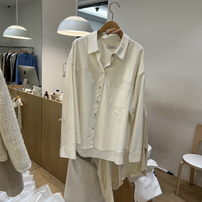 FOREST韓國直郵實拍女士新品熱賣人氣職業襯衫蕾絲衫口袋FOREST襯衫/蕾絲衫圖色1