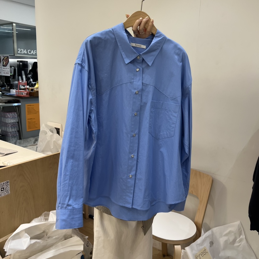 FOREST韓國直郵實拍女士新品熱賣人氣職業襯衫蕾絲衫口袋FOREST襯衫/蕾絲衫圖色3