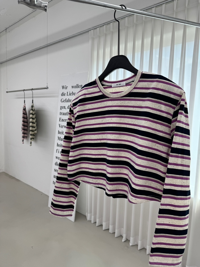 RED-A韓國直郵女士新品26春夏推薦時尚人氣休閑長袖T恤條紋RED-A長袖T恤圖色1