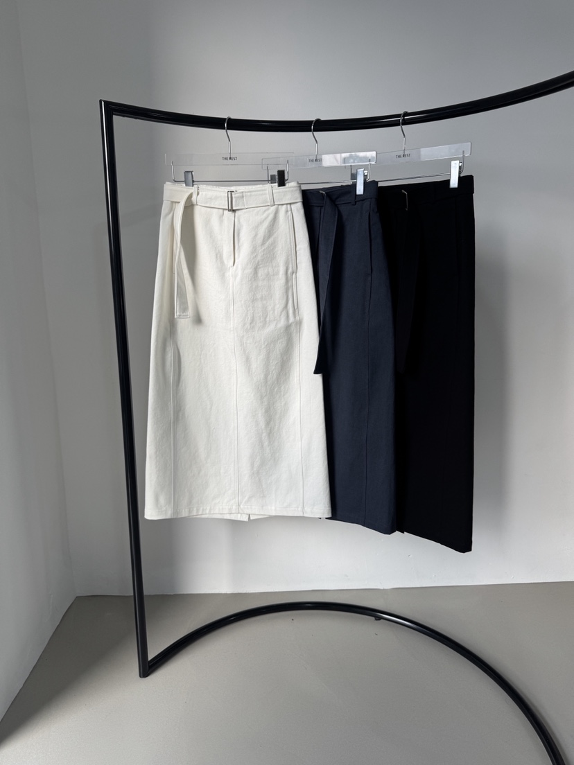 THE REST韓國直郵實拍女裝新款休閑半身裙中短裙包含腰帶THE REST/UNNOEUD半身裙/中短裙圖色2左二色