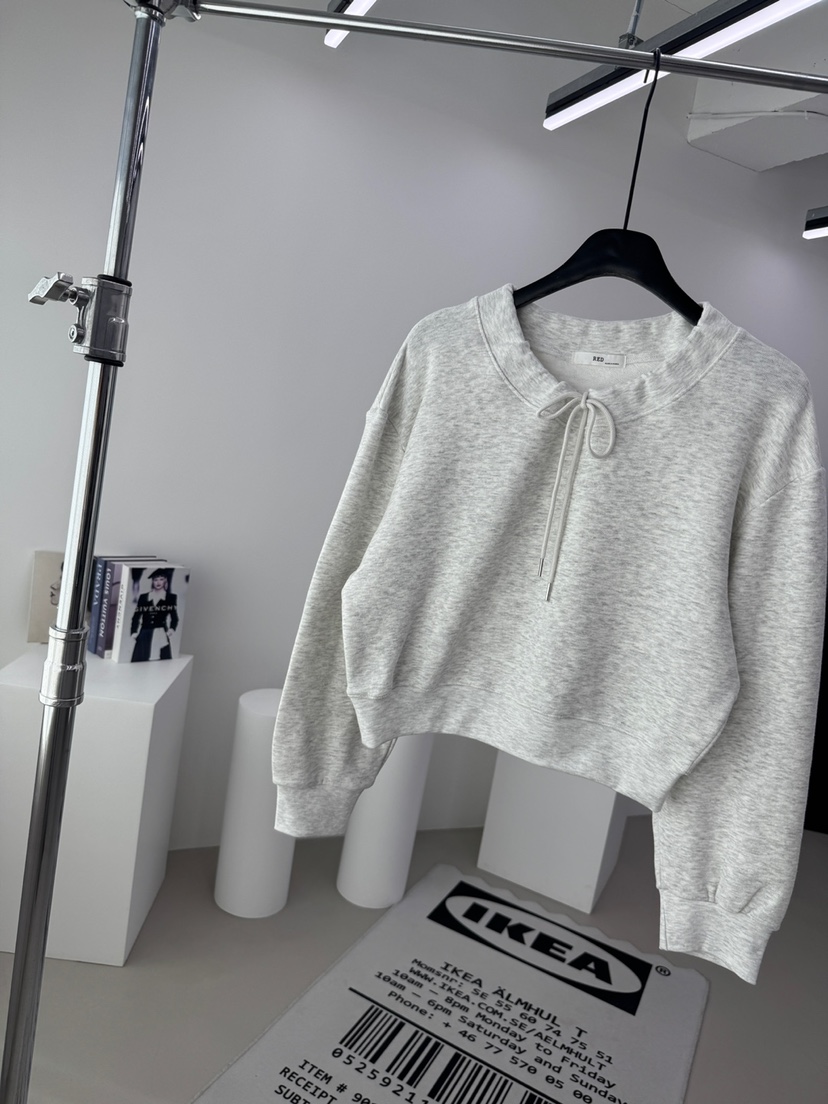 RED-A韓國東大門代購女裝新款26春夏人氣時尚休閑衛衣露肩RED-A衛衣圖色1