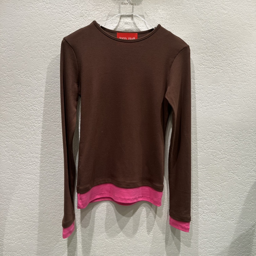 JERRY HALL-P韓國代購女士新款推薦職業26春夏長袖T恤假兩件JERRY HALL長袖T恤圖色1