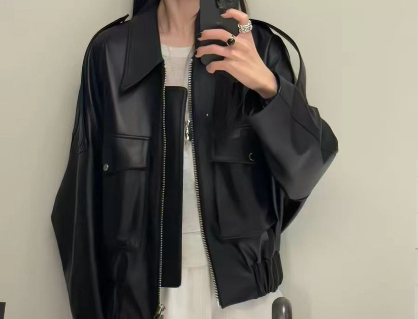 OUTFIT韓國東大門直郵女士新款26春夏人氣職業休閑時尚皮衣OUTFIT皮衣圖色1