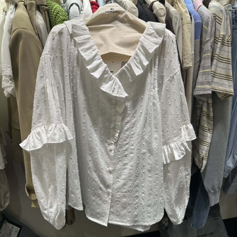 TOMGIRL韓國直郵女士新品推薦時尚熱賣人氣襯衫蕾絲衫柔軟TOMGIRL襯衫/蕾絲衫圖色1