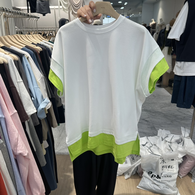 REVE-L韓國代購女裝新品人氣26春夏熱賣推薦職業T恤假兩件REVE-LT恤圖色1