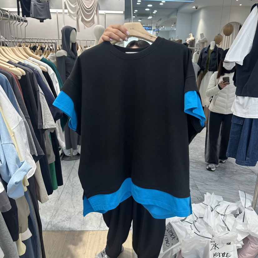 REVE-L韓國代購女裝新品人氣26春夏熱賣推薦職業T恤假兩件REVE-LT恤圖色2
