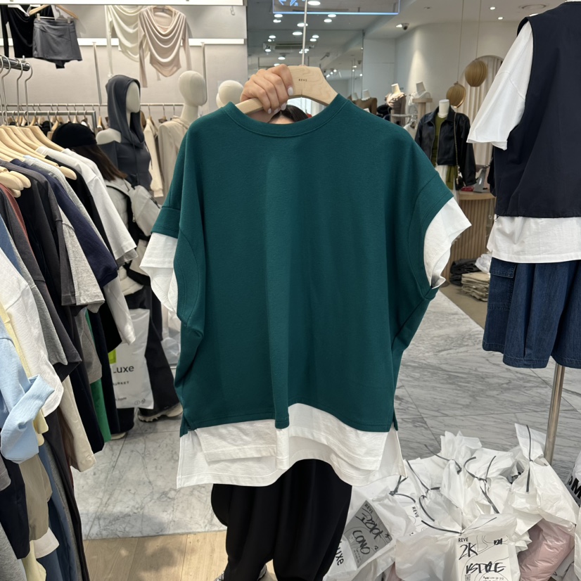 REVE-L韓國代購女裝新品人氣26春夏熱賣推薦職業T恤假兩件REVE-LT恤圖色3