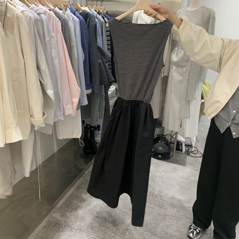 CHAE韓國東大門直郵女裝新品時尚人氣26春夏休閑連衣裙條紋CHAE連衣裙