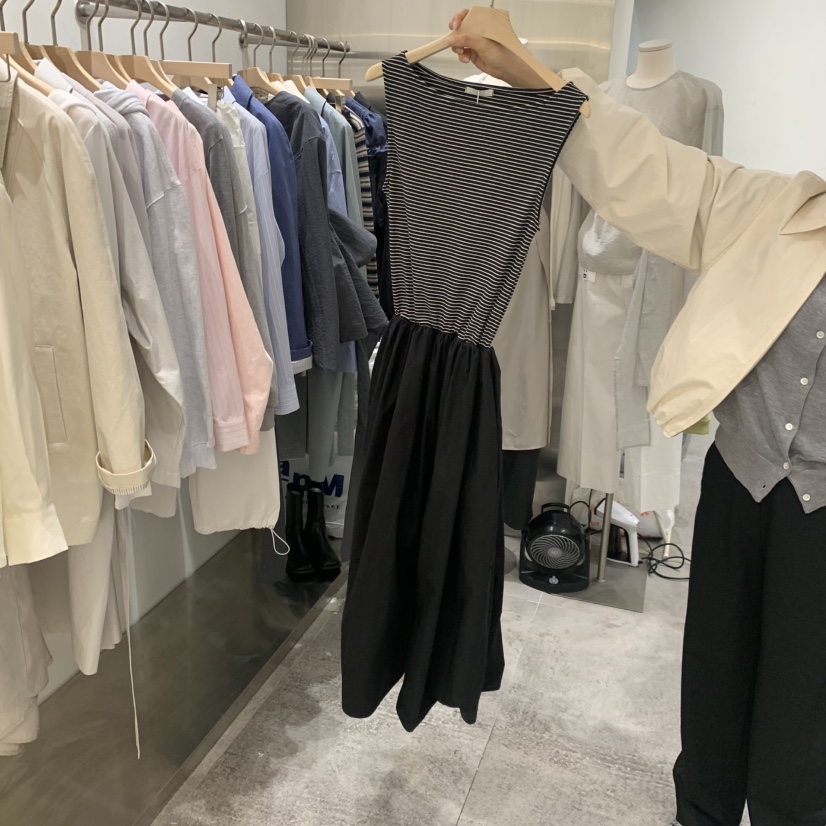 CHAE韓國東大門直郵女裝新品時尚人氣26春夏休閑連衣裙條紋CHAE連衣裙圖色2