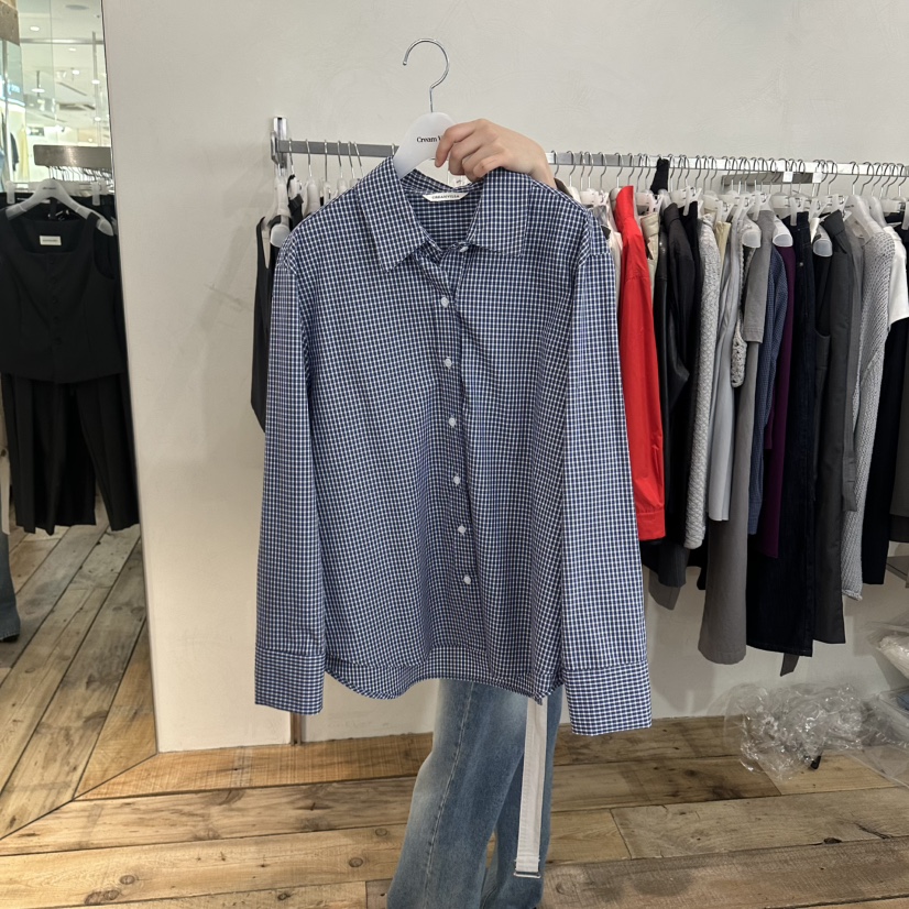 CREAM VILLA韓國直郵女裝新款職業襯衫蕾絲衫格子CREAMVILLA襯衫/蕾絲衫圖色1
