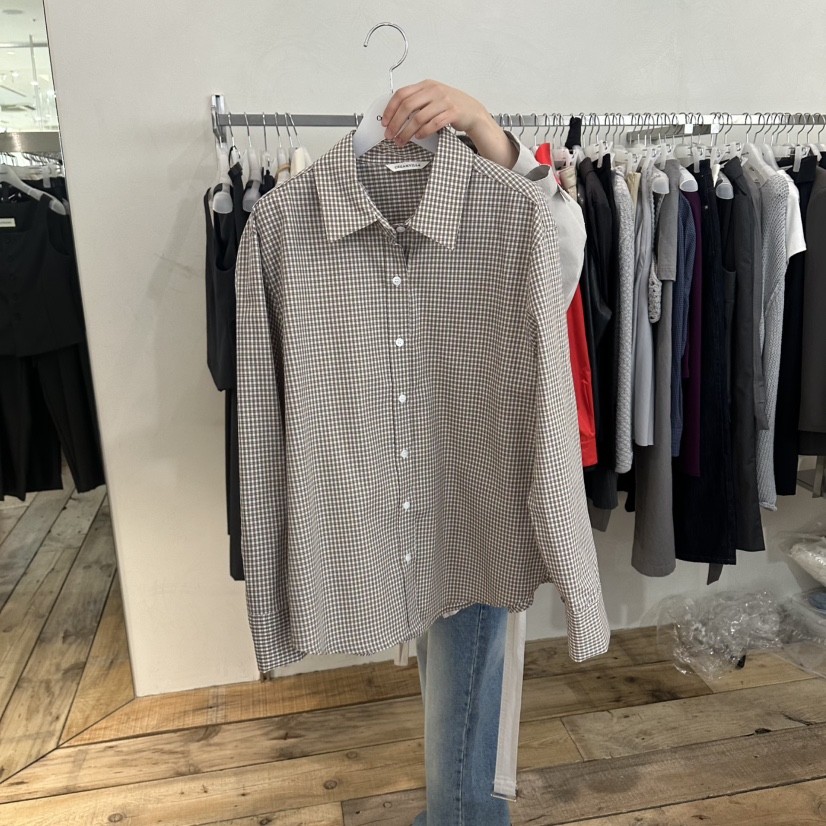 CREAM VILLA韓國直郵女裝新款職業襯衫蕾絲衫格子CREAMVILLA襯衫/蕾絲衫圖色2