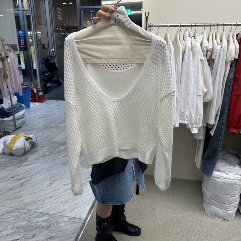 AMOEBA韓國直郵女裝新品人氣熱賣時尚26春夏休閑針織衫套裝AMOEBA針織衫圖色2白色