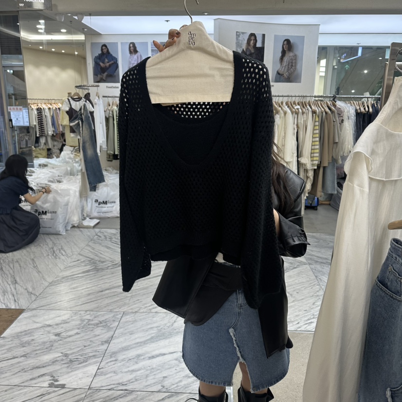 AMOEBA韓國直郵女裝新品人氣熱賣時尚26春夏休閑針織衫套裝AMOEBA針織衫圖色4