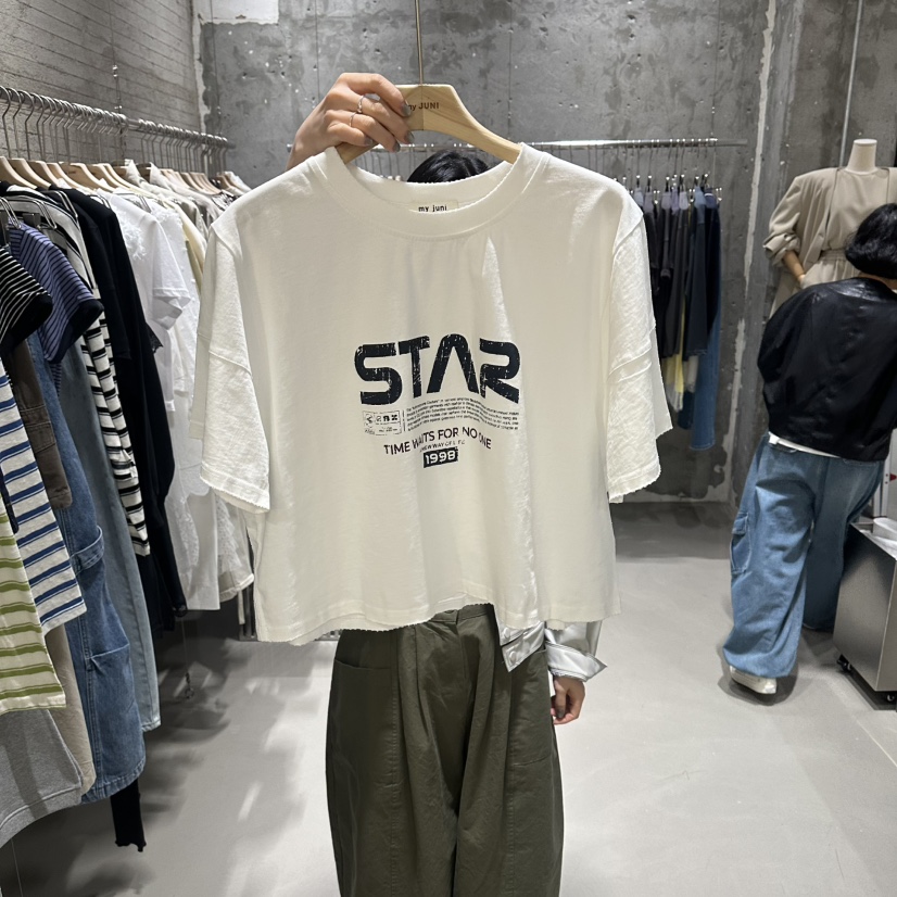 JUNI韓國直郵女裝新款時尚推薦熱賣人氣休閑26春夏職業T恤my juniT恤圖色1