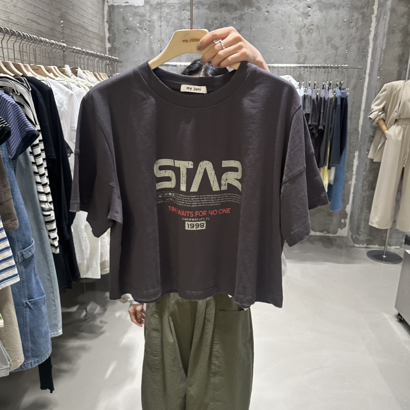 JUNI韓國直郵女裝新款時尚推薦熱賣人氣休閑26春夏職業T恤my juniT恤圖色2