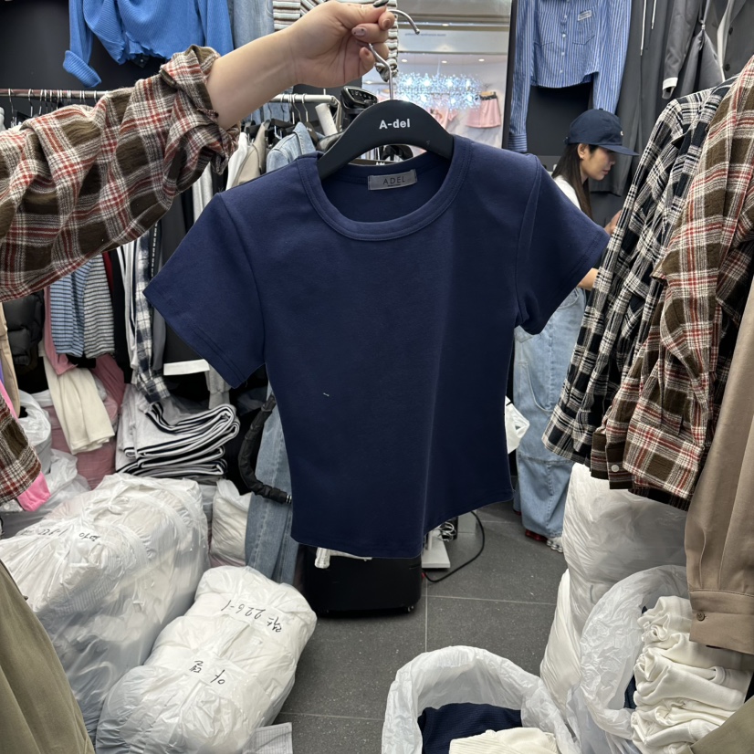 A-DEL韓國東大門直郵女士新品時尚休閑熱賣職業推薦26春夏T恤A-DELT恤圖色3深藍色