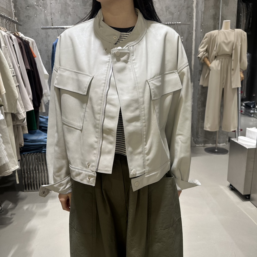 JUNI韓國東大門直郵女裝新款休閑時尚人氣26春夏夾克口袋皮革my juni夾克圖色1