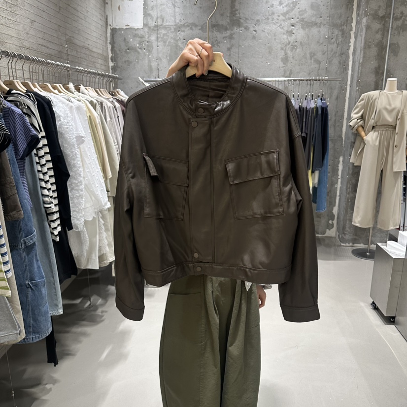 JUNI韓國東大門直郵女裝新款休閑時尚人氣26春夏夾克口袋皮革my juni夾克圖色3