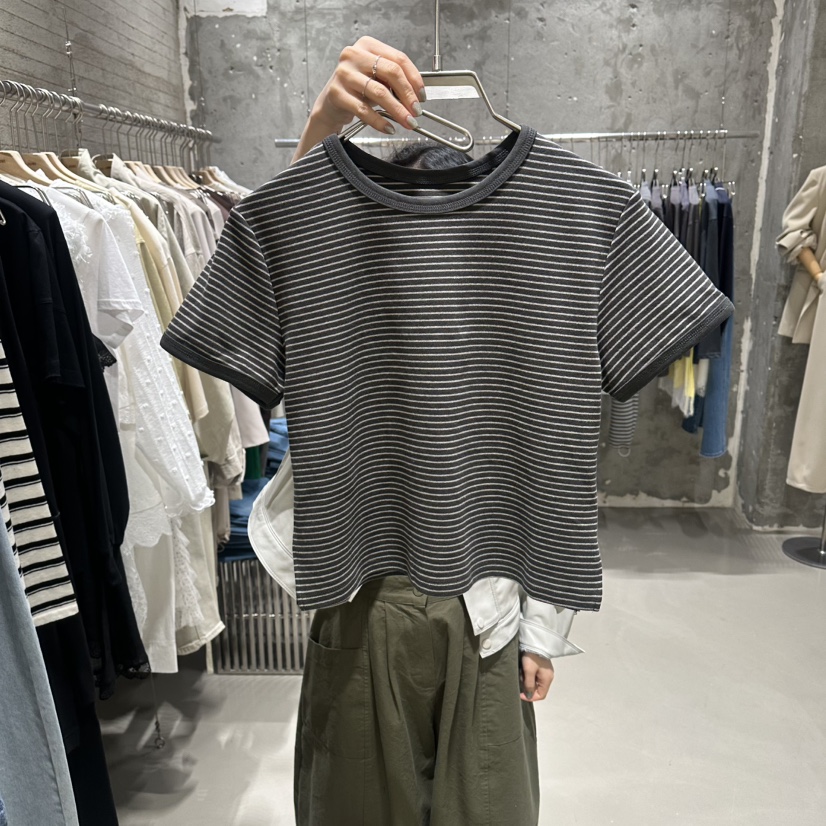 JUNI韓國東大門直郵女士新款26春夏推薦休閑時尚職業熱賣T恤my juniT恤圖色3灰色