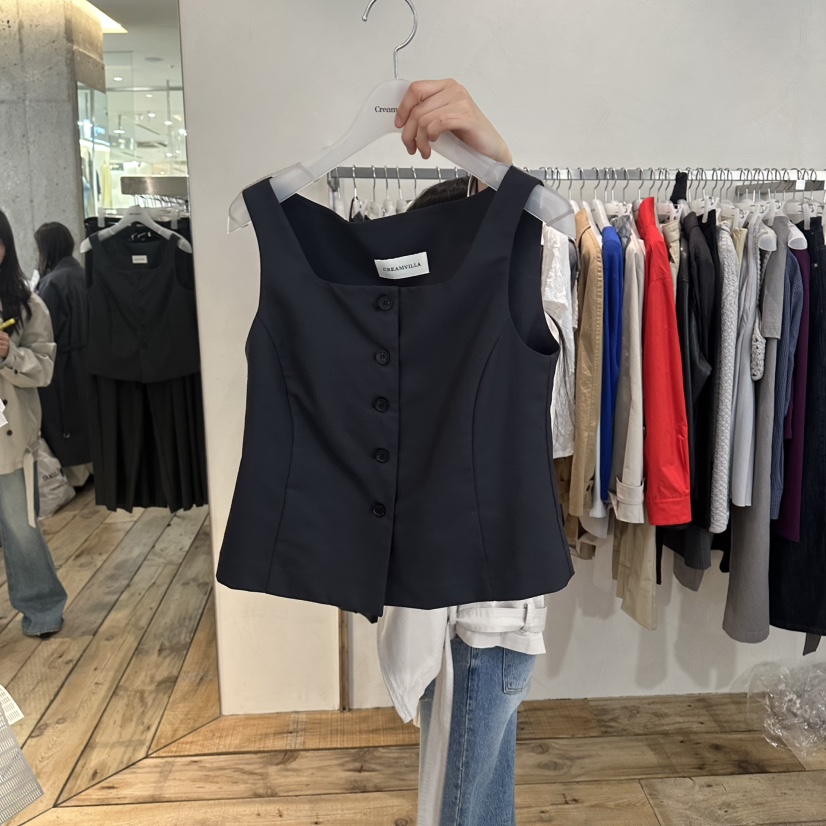 CREAM VILLA韓國直郵實拍女裝新款休閑馬甲CREAMVILLA馬甲圖色1藏藍色