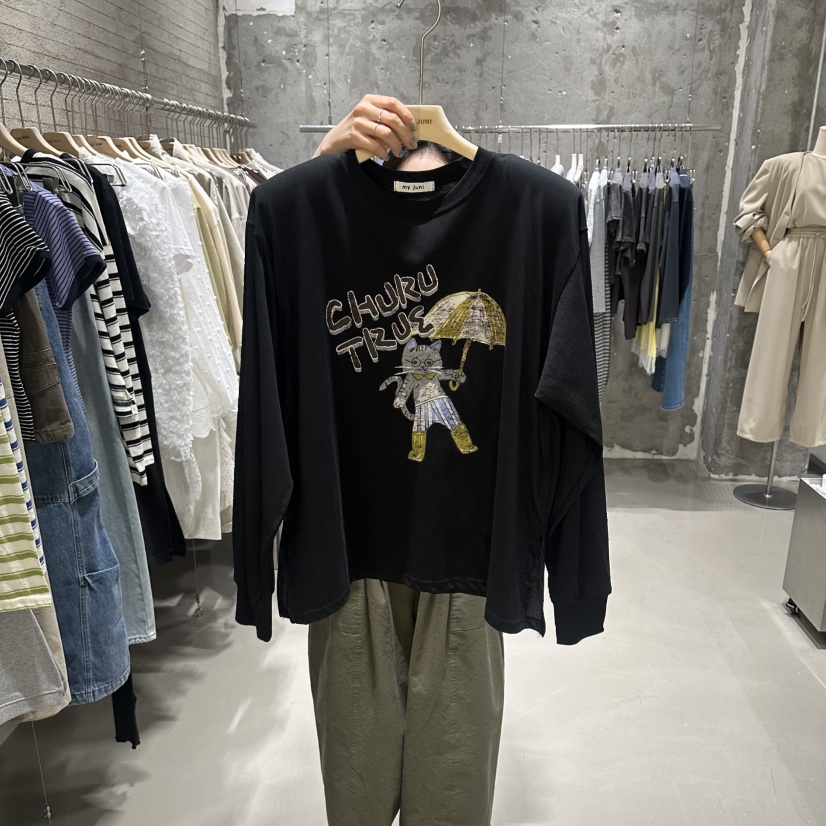 JUNI韓國東大門直郵女裝新款職業人氣休閑時尚26春夏長袖T恤my juni長袖T恤圖色2