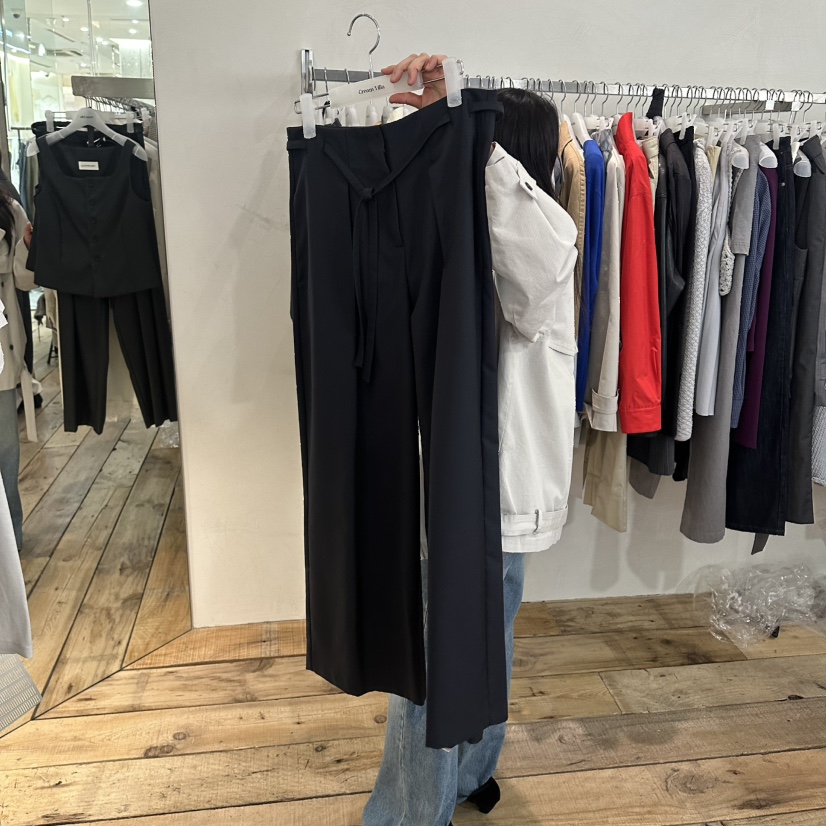 CREAM VILLA韓國代購女裝新款時尚休閑褲不含腰帶CREAMVILLA休閑褲圖色1藏藍色