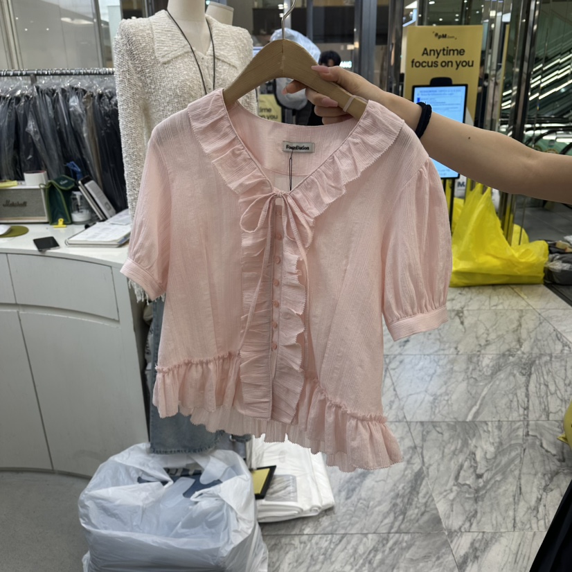 FOUNDATION韓國東大門直郵女士新品熱賣時尚26春夏襯衫蕾絲衫FOUNDATION襯衫/蕾絲衫圖色1